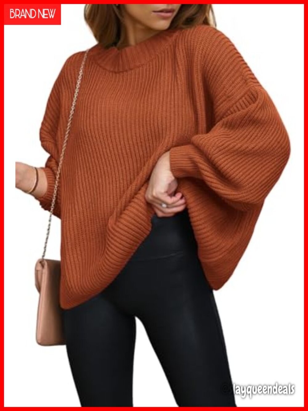 Oversized Chunky Knit Crewneck Pullover Sweater Long Sleeve Loose Fit